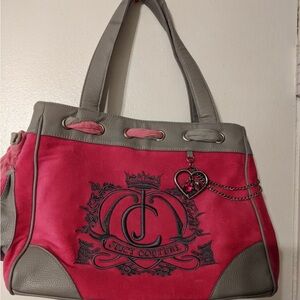 Juicy couture hot pink and gray hand bag